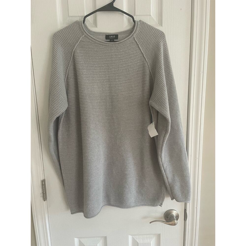 SMOG Gray Heather Unisex Sweater long sleeved ribbed cotton blend XL, A03, $54